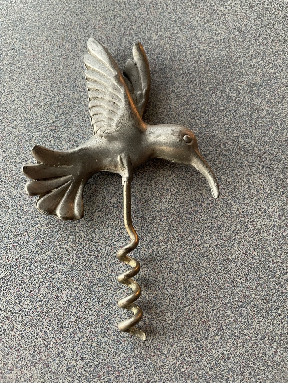 Vintage Hummingbird-Shaped Pewter Corkscrew - Picture 2 of 3